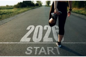 A person about to start running into the new year