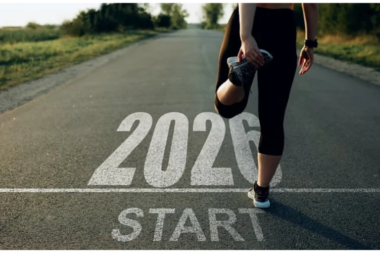 A person about to start running into the new year